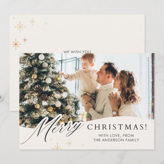 Cartão de Natal de Foto Elegante (Frente/Verso)