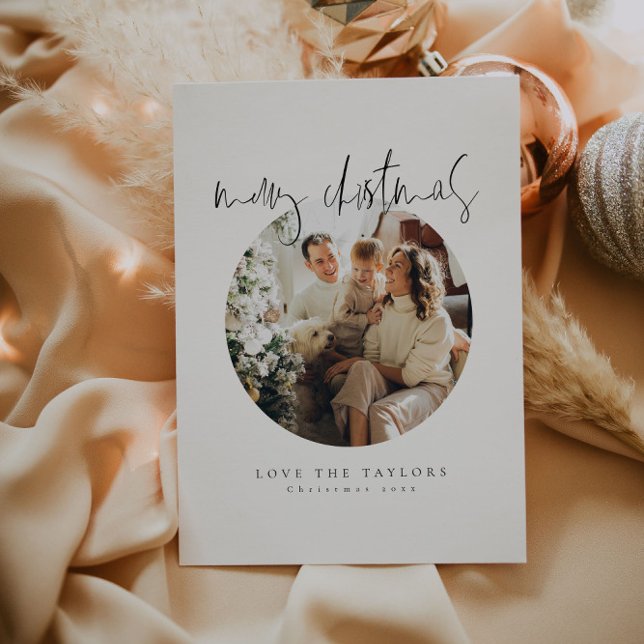 Cartão de Natal de Foto Minimalista Moderno (Criador carregado)