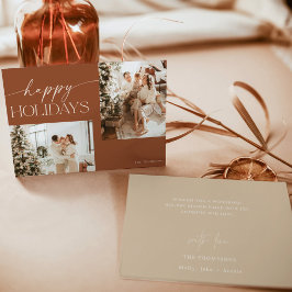 Cartão de Natal de Foto Modern Boho, Boho Terracot