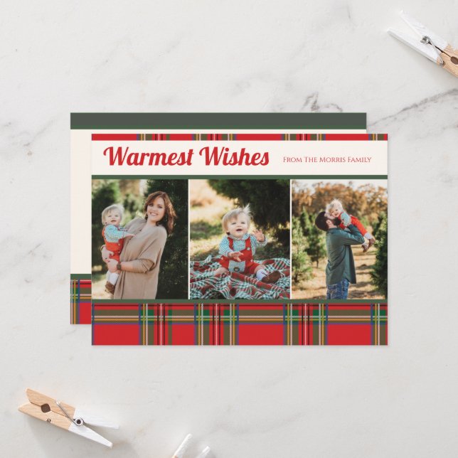 Cartão de Natal de Foto Xadrez com Desejos de Calo (Frente/Verso In Situ)