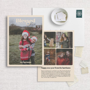 Cartão de Natal De Fotografia Bênção Retroinspirad