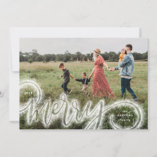 Cartão de Natal de Fotografia com Letra Sparkle de