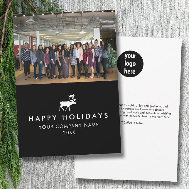 Cartão de Natal de Fotografia do logotipo da Equip (Business Team Photo Logo Photo Christmas Card)