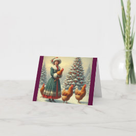 Cartão de Natal de Frango no País da Moda Antiga