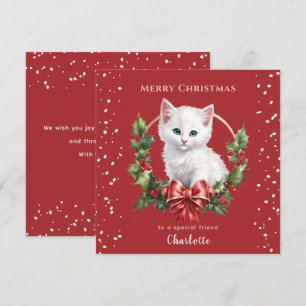 Cartão de Natal de Gatinho Vermelho Gatinho Vermel
