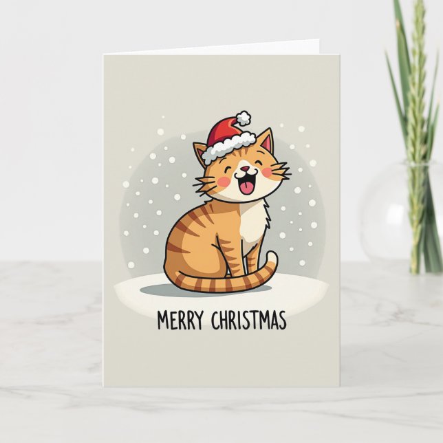 Cartão de Natal de Gato Bonito (Frente)