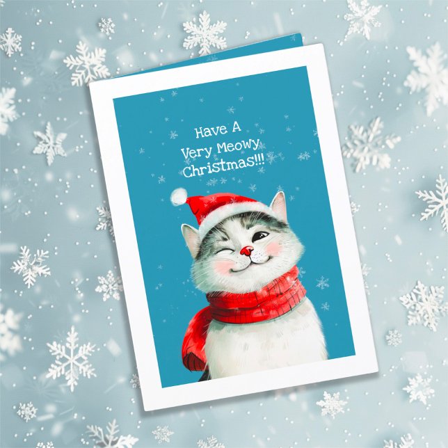 Cartão de Natal de Gato Bonito e Mau ("Have A Very Meowy Christmas" Cat Card)