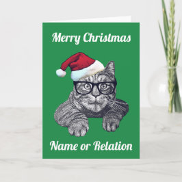 Cartão de Natal de Gato de Geek Personalizável