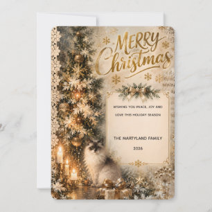✨🐾 Cartão de Natal de Gato Elegante 🎄🕯️