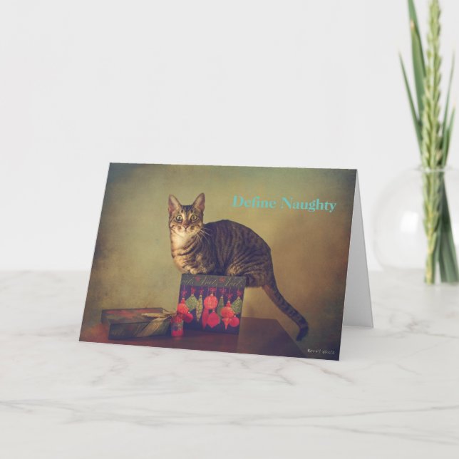 Cartão de Natal de gato malvado (Frente)