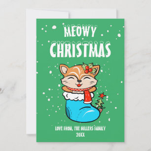 Cartão de Natal de Gato, Natal Feliz Meowy