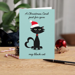 Cartão de Natal de Gato Preto Engraçado de Chapéu