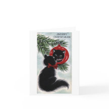 Cartão de Natal de Gato Preto Vintage