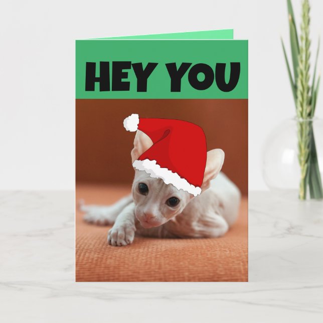  CARTÃO DE NATAL DE GATO SEM PELO SPHYNX (Frente)