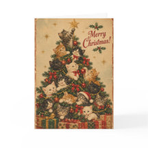 Cartão de Natal de Gato Vintage | Maravilhosamente
