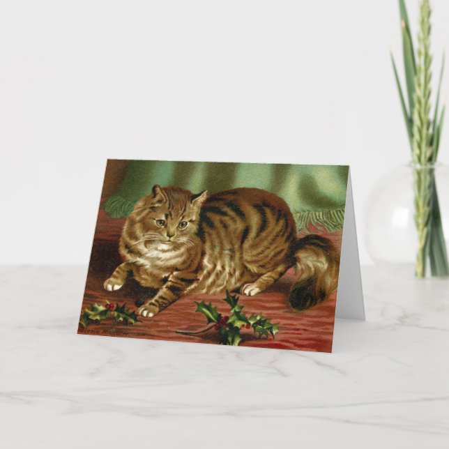 Cartão de Natal de Gato Vitoriano Helena Maguire (Frente)