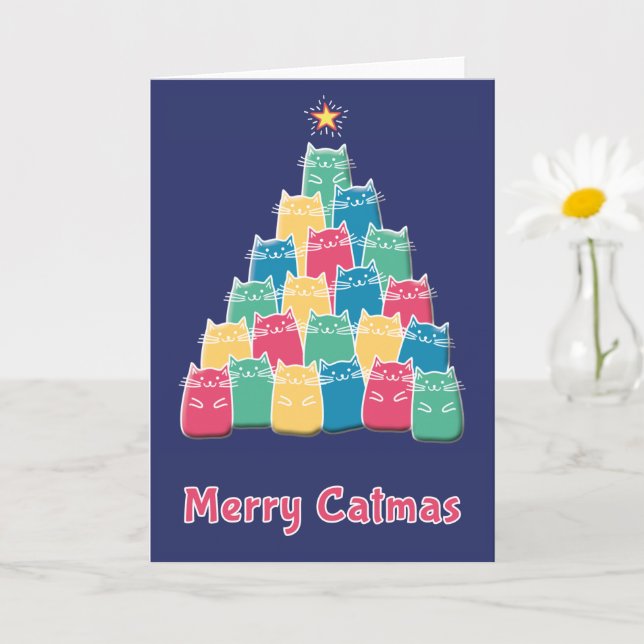 Cartão de Natal de Gatos Feliz Catnatal (Planta pequena)
