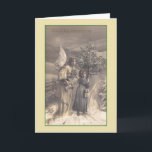 Cartão de Natal de Gelukkig Kerstfeest do Dutch do<br><div class="desc">Cartão holandês retro/do vintage Natal.  Anjo bonito do Victorian que acompanha uma rapariga com uma árvore de Natal!  Gelukkig Kerstfeest!  Feliz Natal!</div>