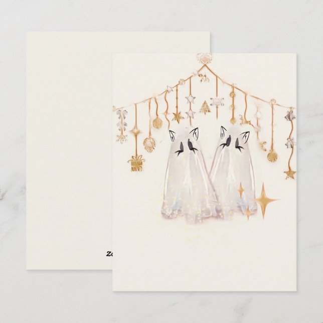 Cartão de Natal de Ghost Ghost Spooky (Frente/Verso)