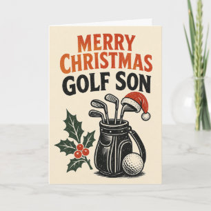 Cartão de Natal de Golfe para Filho