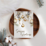 Cartão de Natal de Holly Empresarial Dourado para<br><div class="desc">Cartão de Férias de Natal do Pedido. Adicione sua própria mensagem ao fundo.</div>