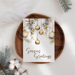 Cartão de Natal de Holly Empresarial Dourado para