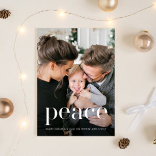 Cartão de Natal de Imagem Botânica Preto Elegante