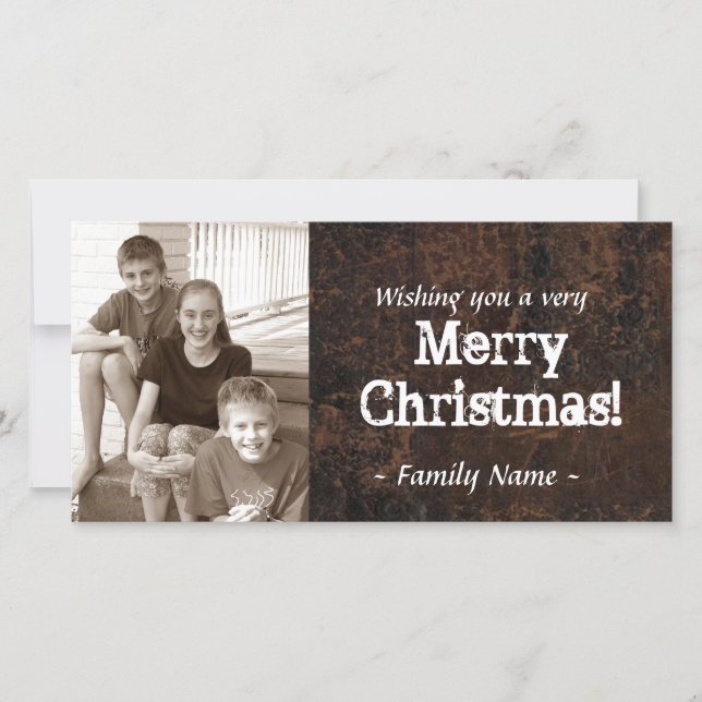 Cartão de Natal de Imagem de Couro Antigo (Frente)