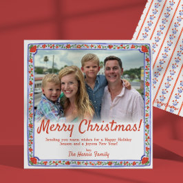 Cartão de Natal de Impressão de Bloco Floral de Aq