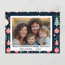 Cartão de Natal de Impressão de Feriado Azul