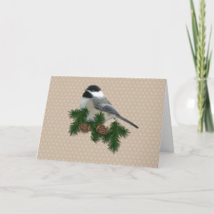 Cartão de Natal de Impressão Grande Chickadee
