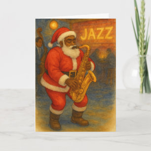 Cartão de Natal de Jazz Saxofone do Papai Noel Pre