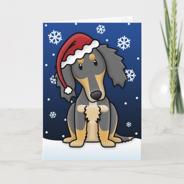 Cartão de Natal de Kawaii Black e Tan Saluki (Frente)