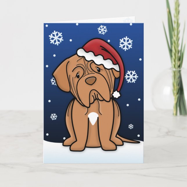 Cartão de Natal de Kawaii Dogue de Bordéus (Frente)