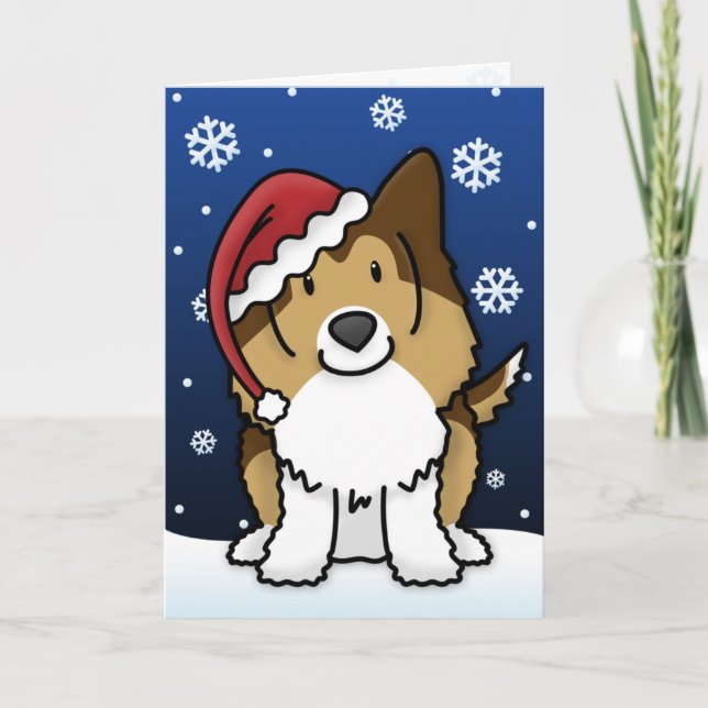 Cartão de Natal de Kawaii Sheltie (Frente)
