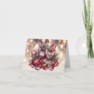 Cartão de Natal De Kittens Esphynx