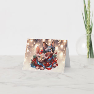 Cartão de Natal De Kittens Esphynx