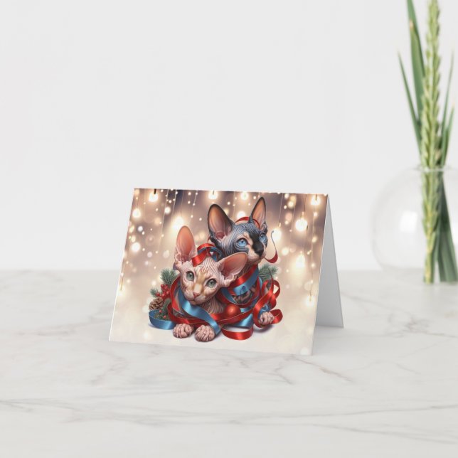 Cartão de Natal De Kittens Esphynx (Frente)