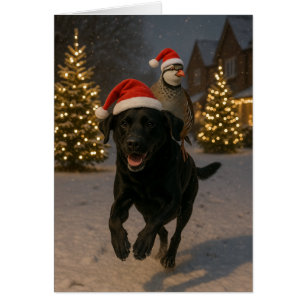 Cartão de Natal de Labrador Preto e Perdiz