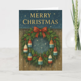 Cartão de Natal de Lagosta Buoy Wreath