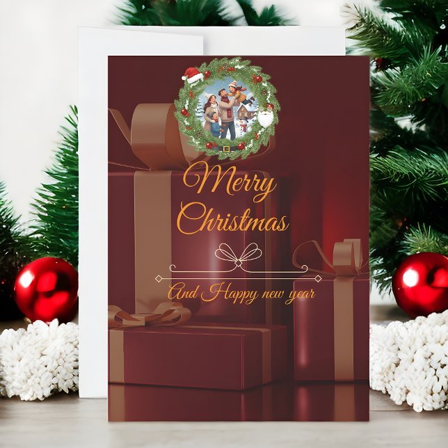 Cartão de Natal de Luxo Preto e Dourado (Criador carregado)