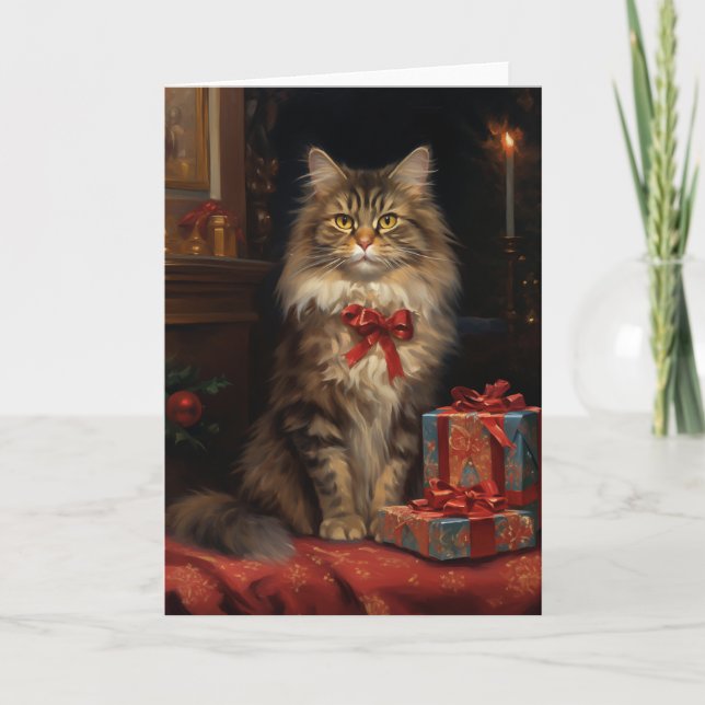 cartão de Natal de Maine Coon (Frente)