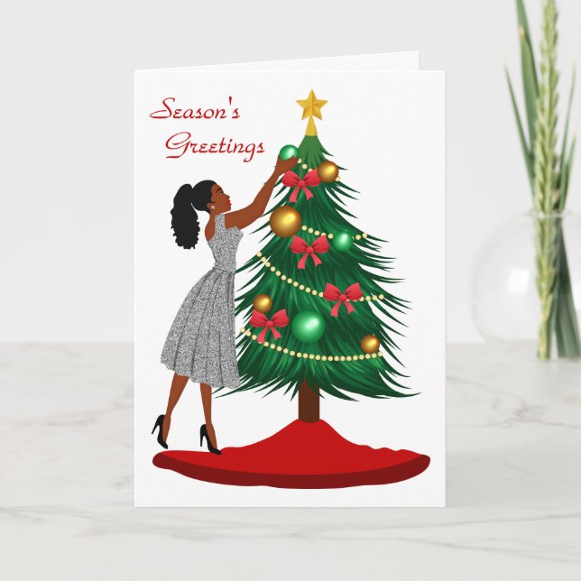 Cartão de Natal de Mulher Afro-Americana (Frente)