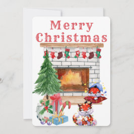 Cartão de Natal de Natal de Férias com Aquarelas