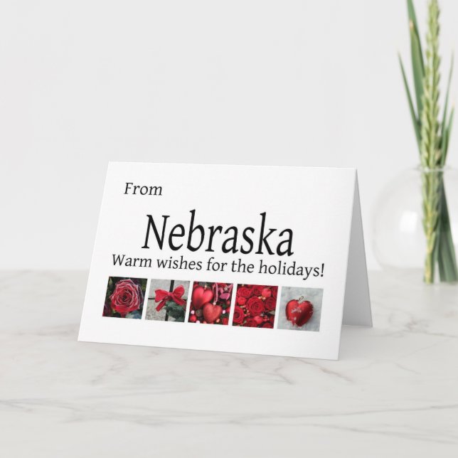 Cartão de Natal de Nebraska com enfeites (Frente)