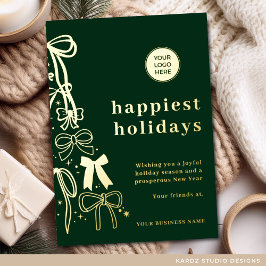 Cartão de Natal de Negócios Dourado Verde Moderno