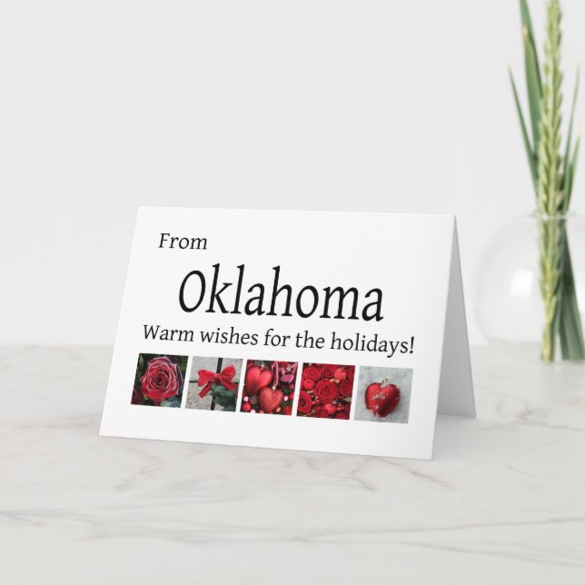 Cartão de Natal de Oklahoma com ornamentos (Frente)