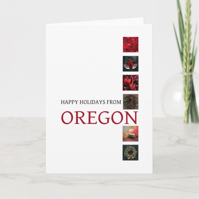 Cartão de Natal de Oregon com ornamentos (Frente)