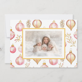 Cartão de Natal de Ornamento Dourado Rosa