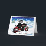 Cartão de Natal de Outlaw© do papai noel<br><div class="desc">4ns na série de Outlaw© do papai noel… O fora da lei do papai noel tem uma decisão a fazer… para ir abaixo de uma chaminé ou para ir abaixo da estrada em sua motocicleta… a decisão era fácil! Junte-se ao papai noel foragido em seu passeio com este cartão de...</div>